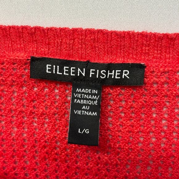 Eileen Fisher Short Sleeve Knit Sweater Size Large Organic Cotton Linen C056 -14 - Picture 12 of 13